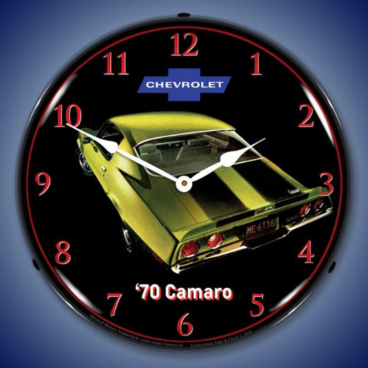 1970 Camaro Z28 Green LED Lighted Wall Clock 14 x 14 Inches