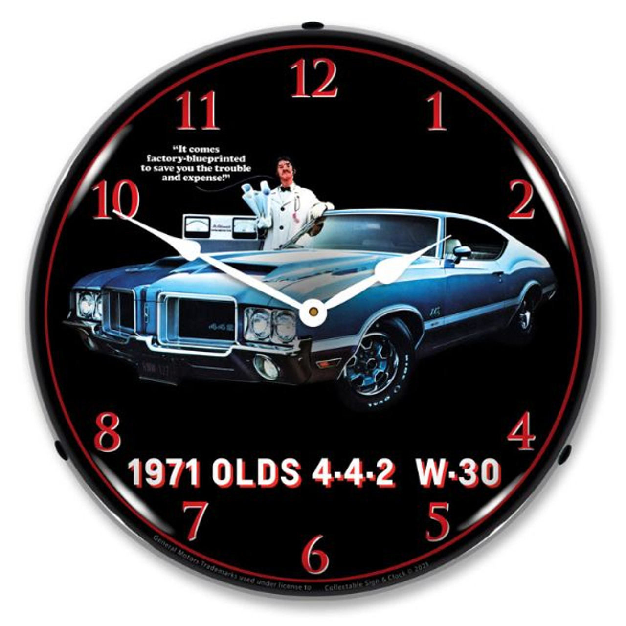 1971 Olds 442 W30 LED Lighted Wall Clock 14 x 14 Inches