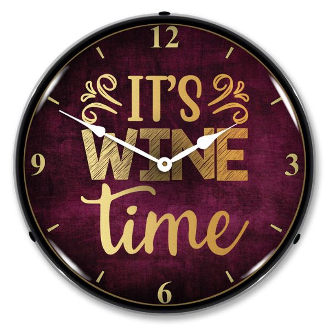 Wine Time LED Lighted Wall Clock 14 x 14 Inches