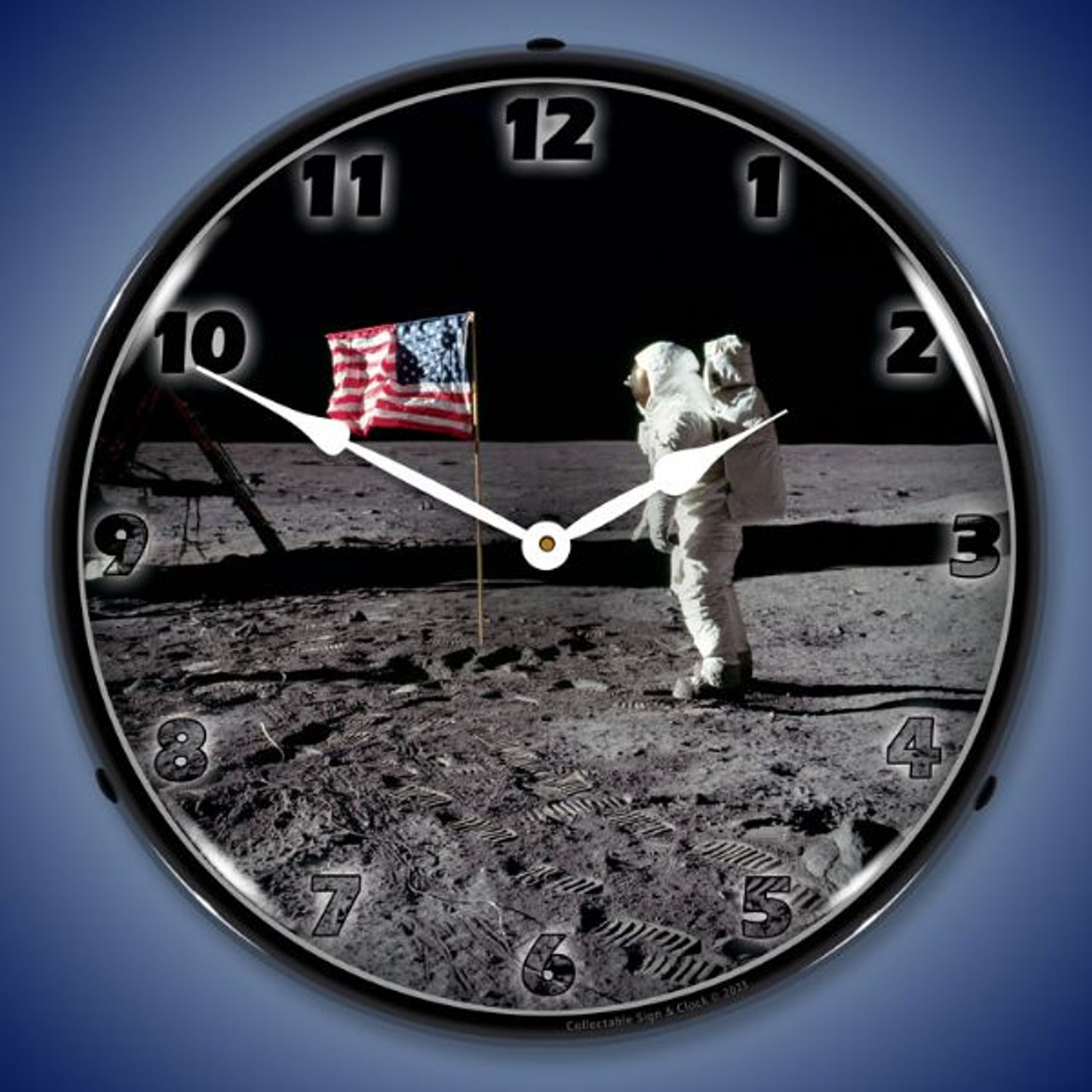 Man on the Moon LED Lighted Wall Clock 14 x 14 Inches