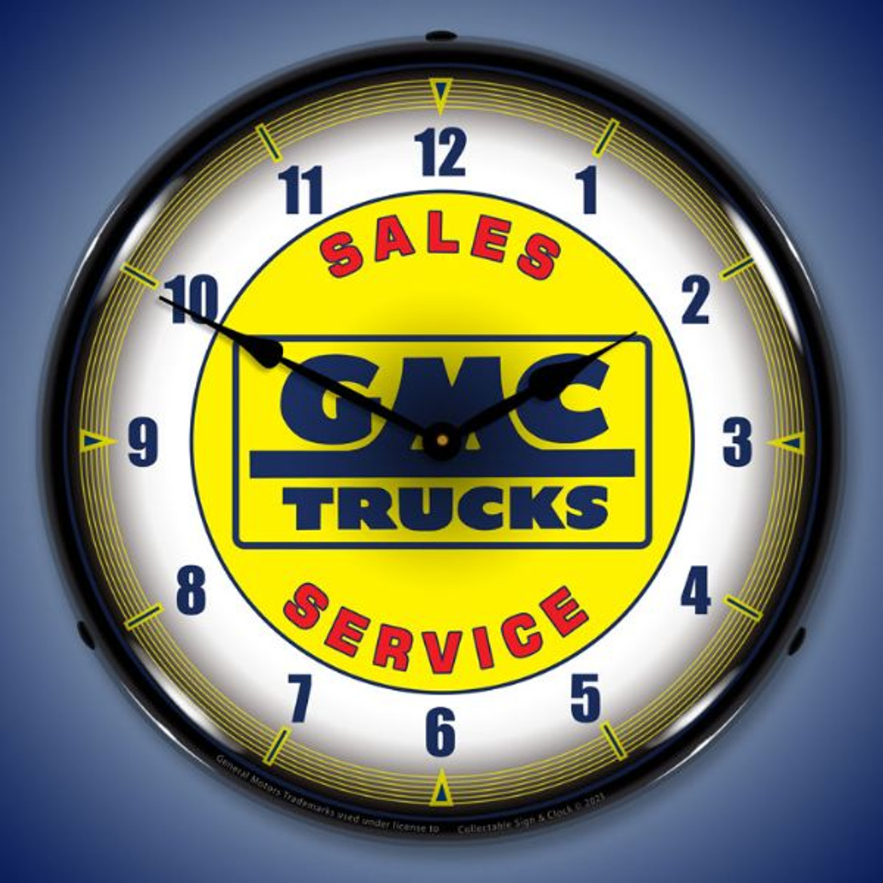 GMC Trucks Sales Service LED Lighted Wall Clock 14 x 14 Inches
