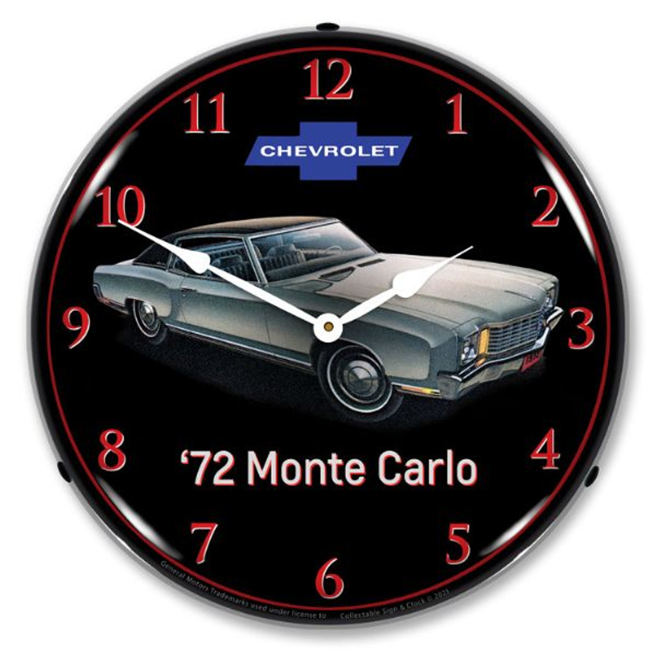 1972 Monte Carlo LED Lighted Wall Clock 14 x 14 Inches