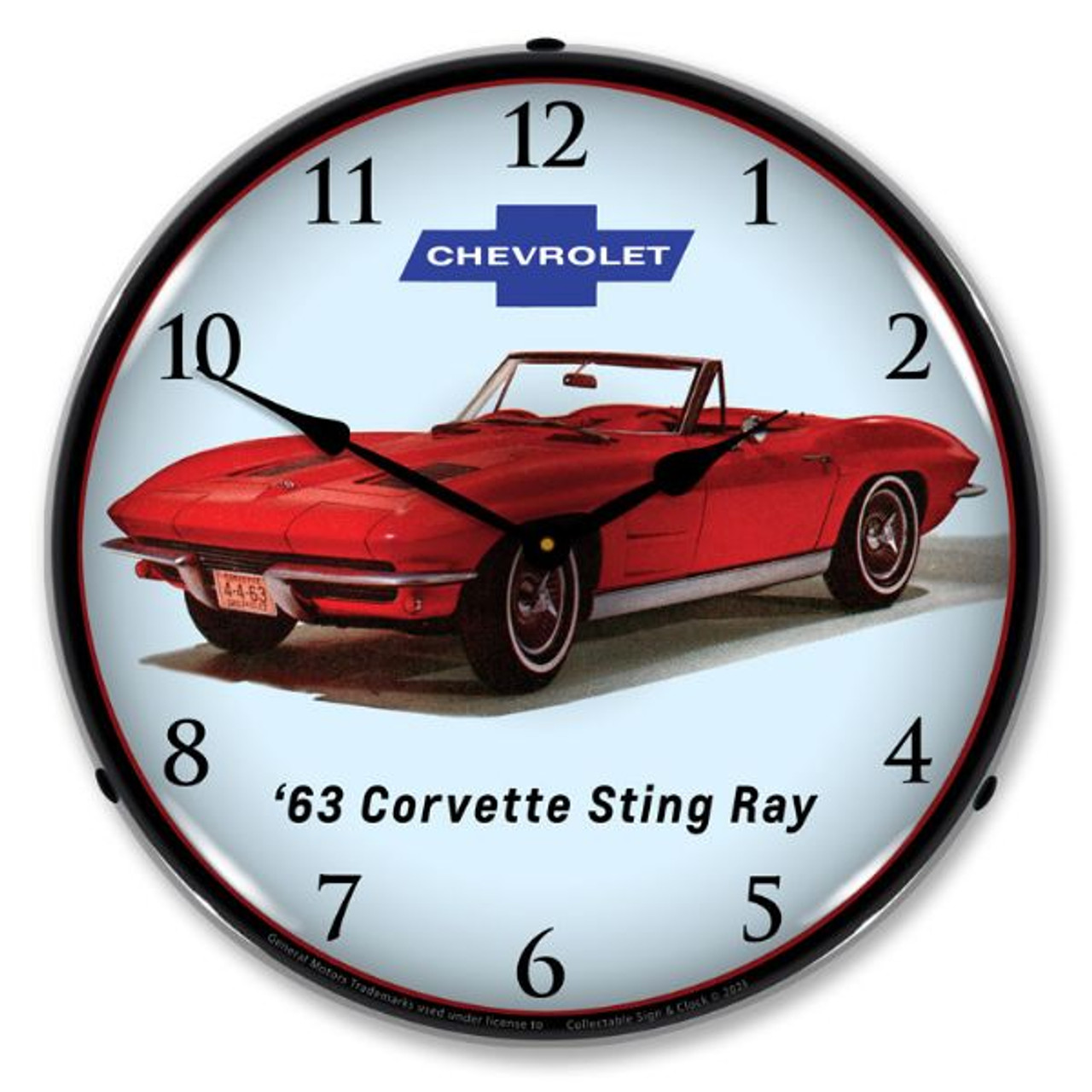 1963 Corvette Sting Ray Convertible LED Lighted Wall Clock 14 x 14 Inches
