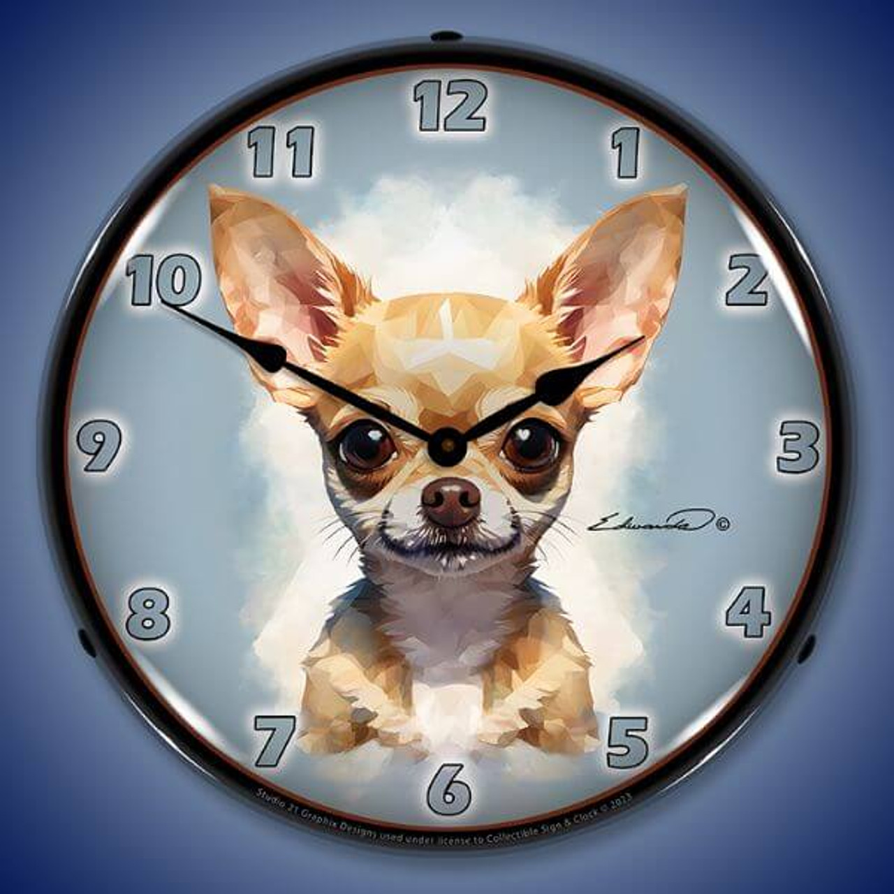 Chihuahua Fawn LED Lighted Wall Clock 14 x 14 Inches