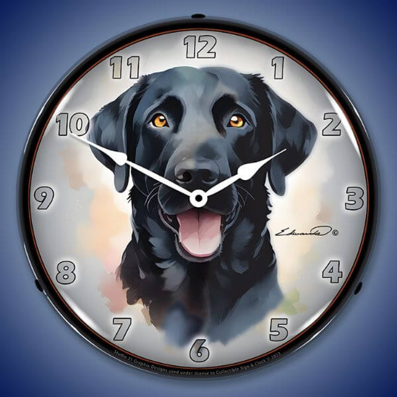 Black Labrador Retriever LED Lighted Wall Clock 14 x 14 Inches