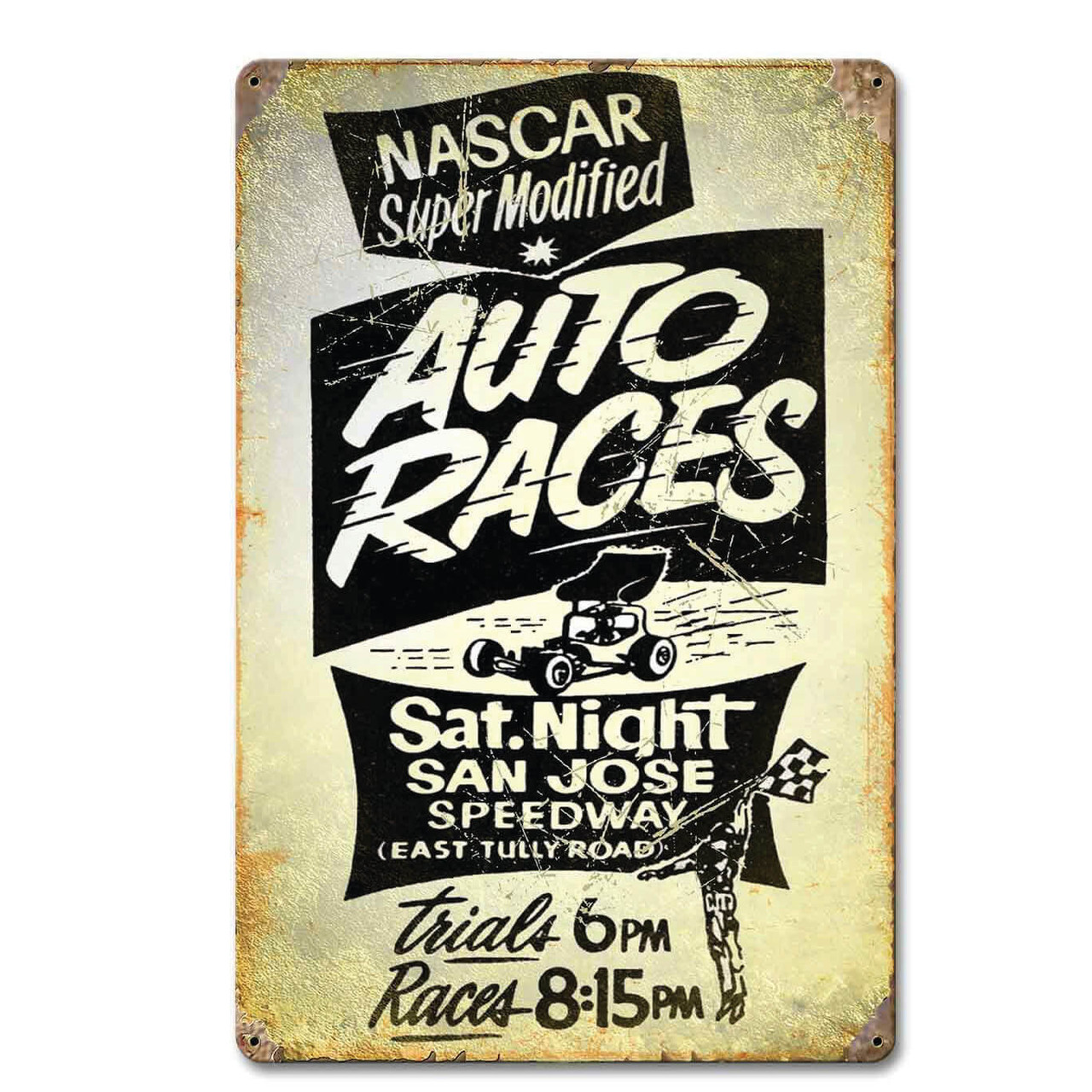 Super Modified Auto Races Metal Sign 12 x 18 Inches