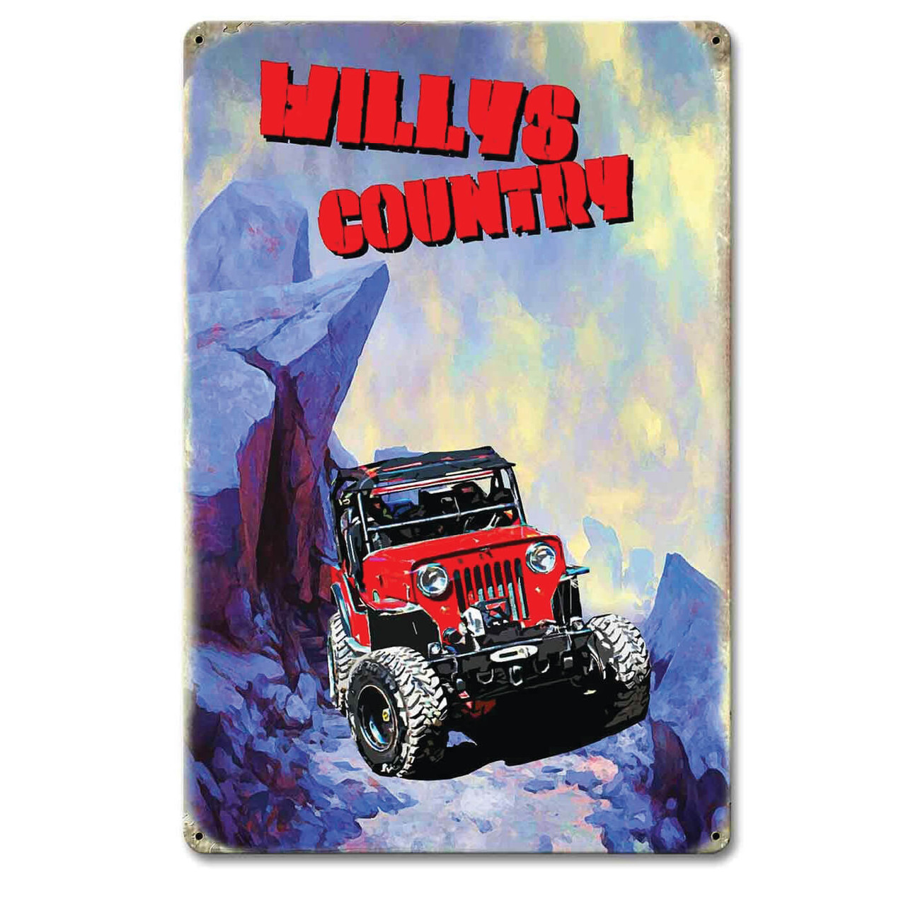 Willys Country Metal Sign 12 x 18 Inches