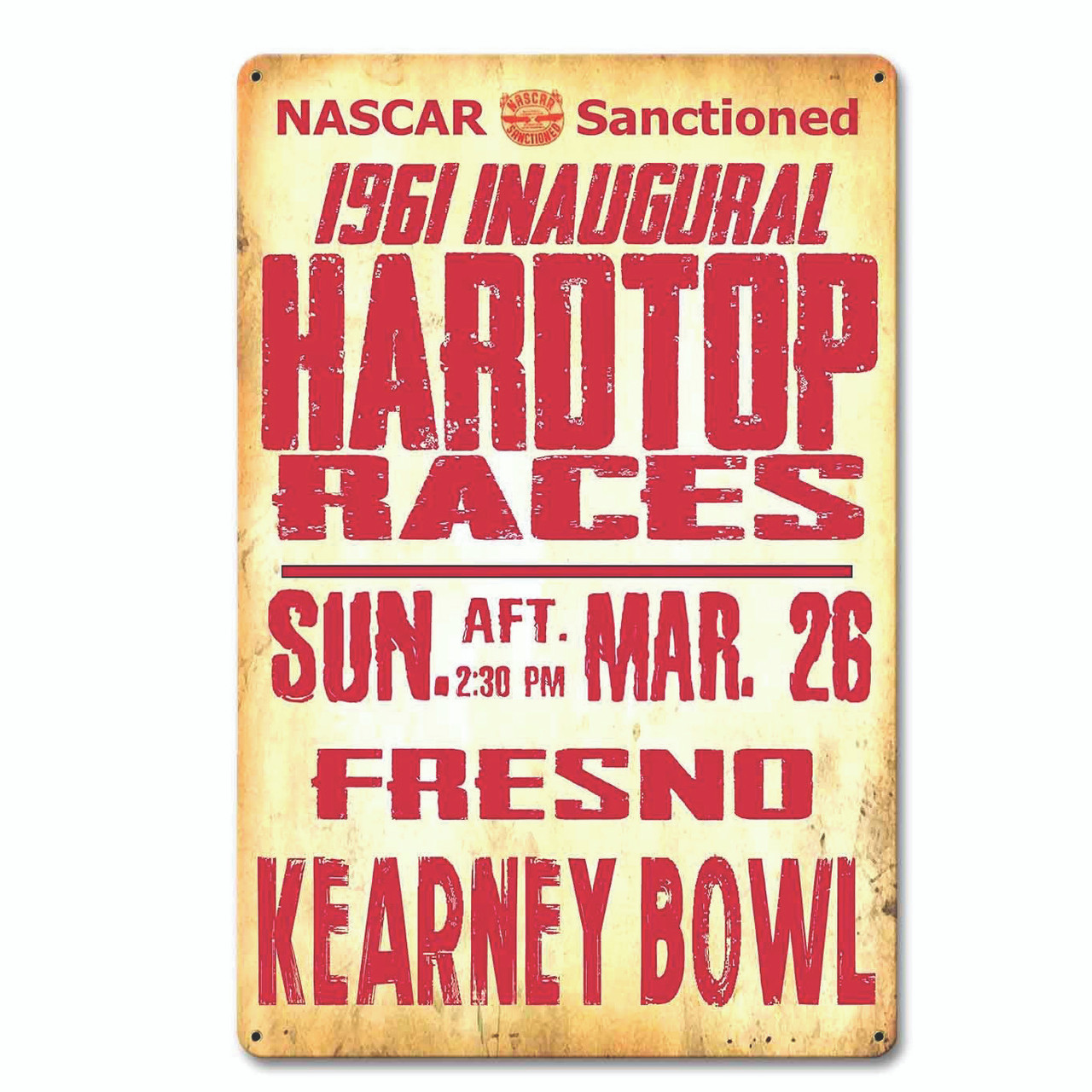 1961 Inaugural Hardtop Races Metal Sign 12 x 18 Inches