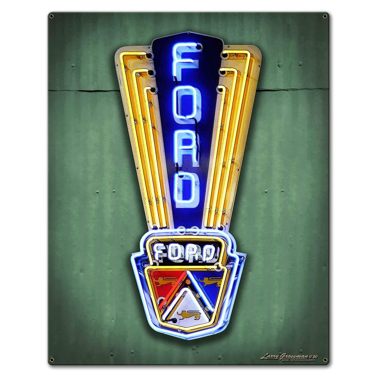 Ford Neon Style Metal Sign 12 x 15 Inches