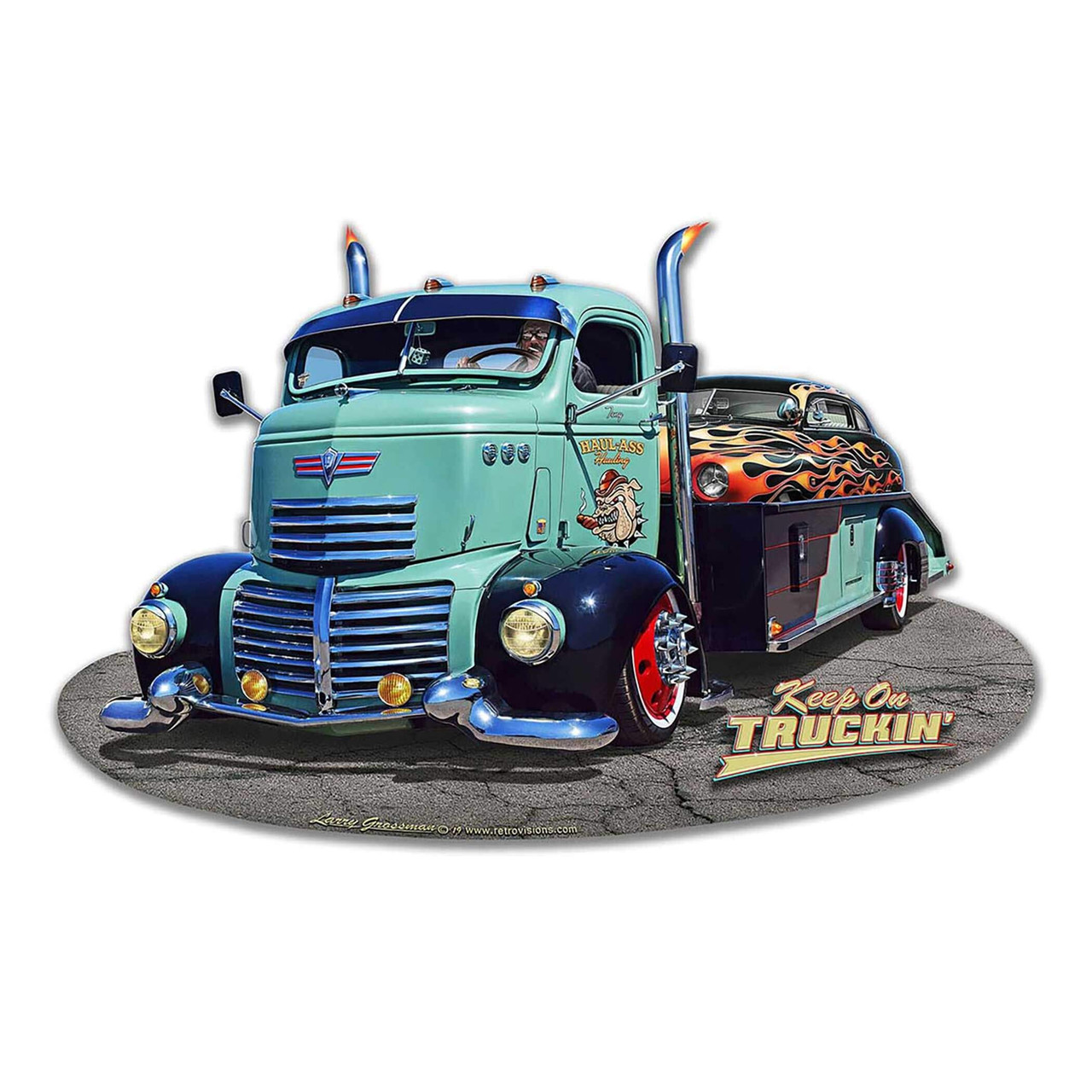 Keep on Truckin' Cut out Metal Sign  22 x 14 Inches