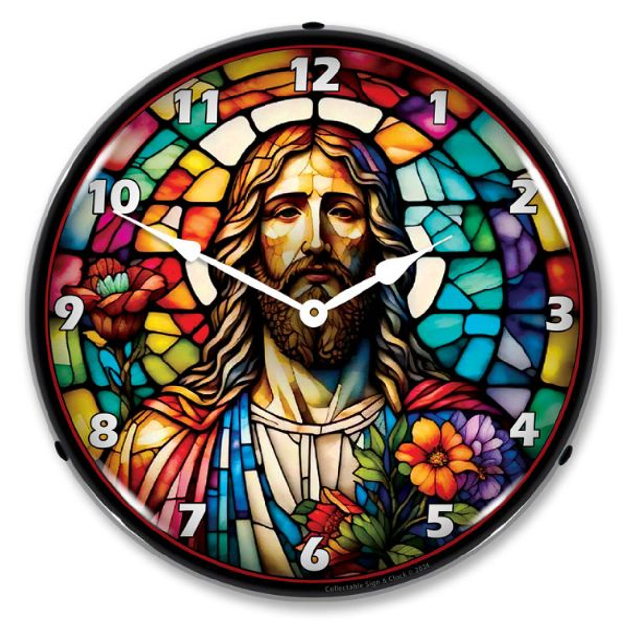 Jesus Christ Church LED Lighted Wall Clock 14 x 14 Inches