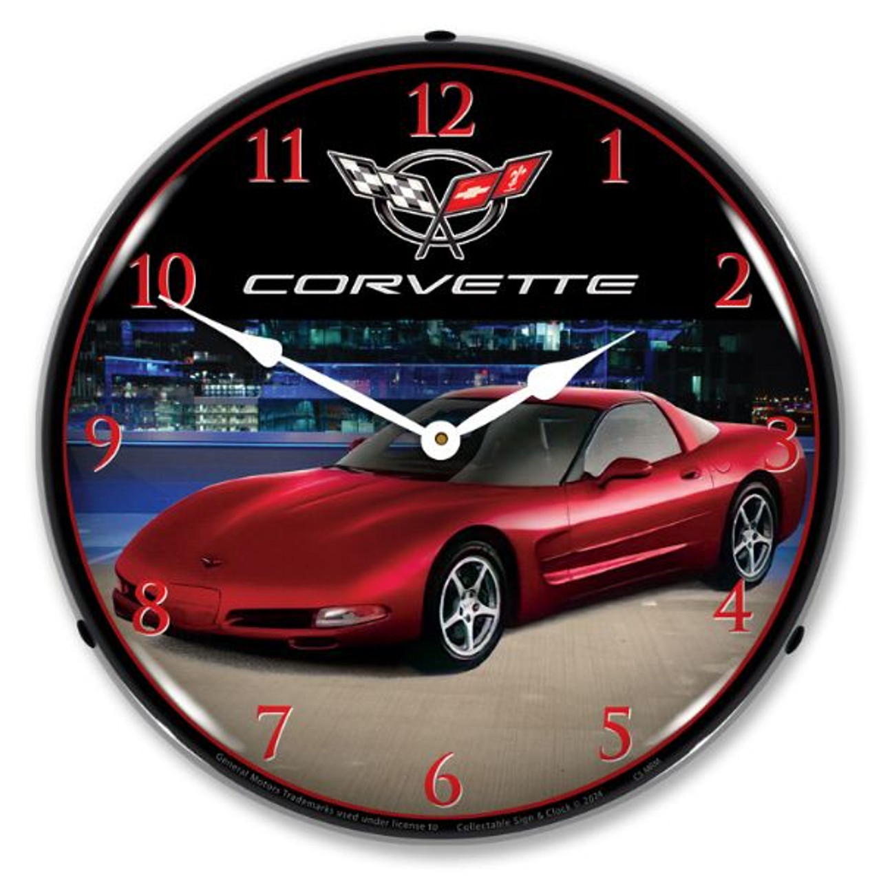 C5 Corvette Millennium Yellow LED Lighted Wall Clock 14 x 14 Inches