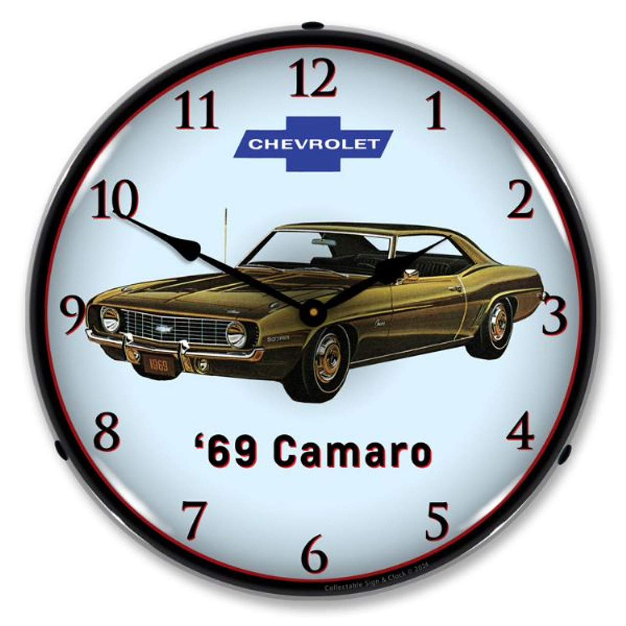 1969 Camaro 2 LED Lighted Wall Clock 14 x 14 Inches