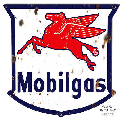 Pegasus Mobilgas Reproduction Cut Out Garage Shop Metal Sign 16.2 x 16.7 Inches