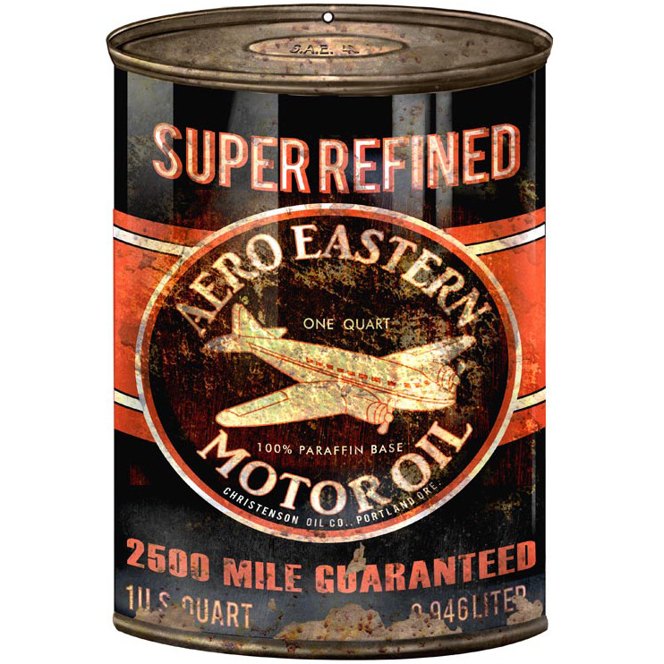 Aero Eastern Motor Oil Can Reproduction Gas Station Metal Sign 12 x 18 Inches