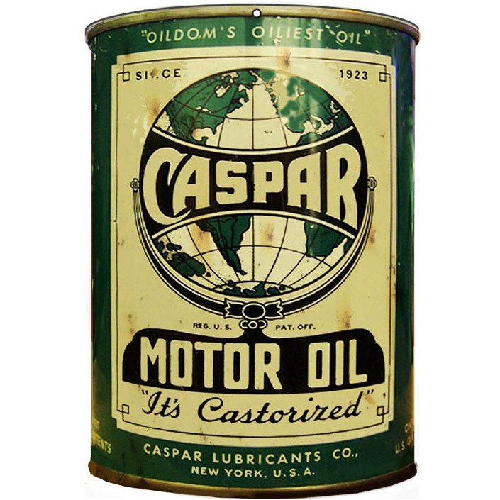 Caspar Motor Oil Can Reproduction Gas Station Metal Sign 12 x 18 Inches