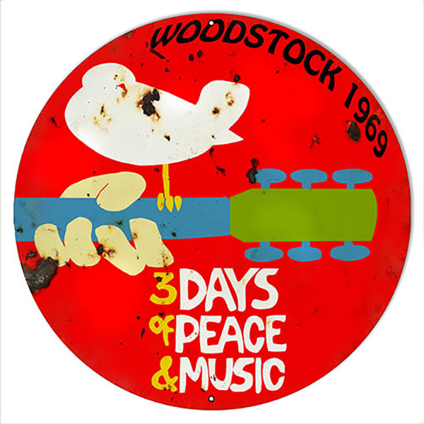 Woodstock 1969 Reproduction Nostalgic Round Metal Sign 24 x 24 Inches
