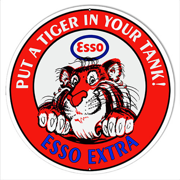 Esso Extra Put A Tiger In Your Tank Reproduction Round Metal Sign 14 x 14 Inches