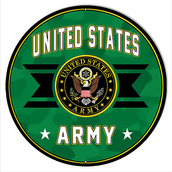 U.S. Army Military Eagle Round Metal Sign 18 x 18 Inches