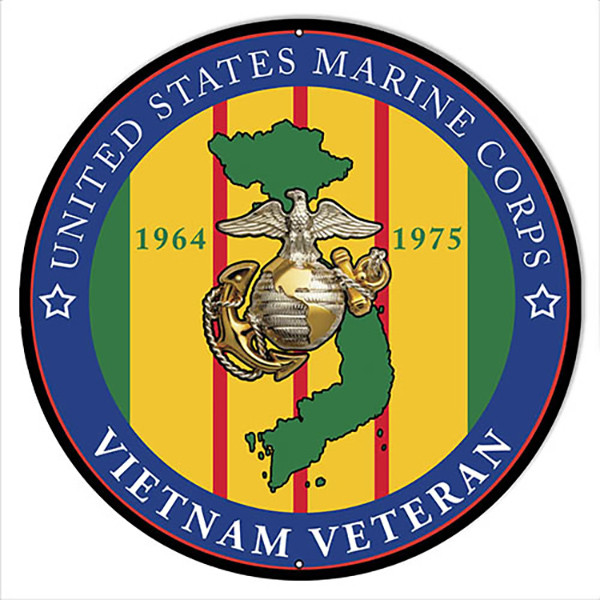 U.S.Marines Vietnam Vet Round Metal Sign 18 x 18 Inches