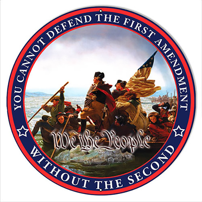 2nd Amendment Constitution Round Metal Sign 18 x 18 Inches