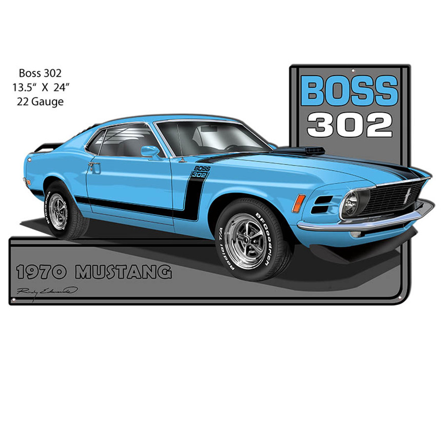 Mustang 1970 Series Blue Cut-Out Garage Metal Sign 24 x 13.5 Inches