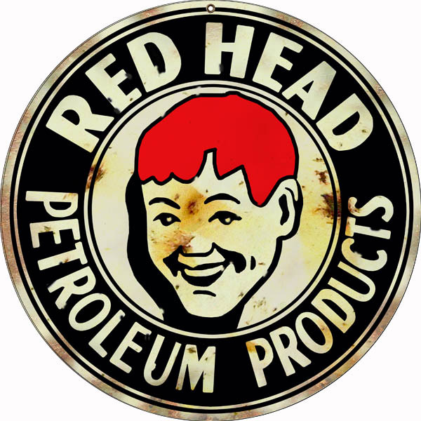 Red Head Petroleum Reproduction Vintage Motor Oil Round Metal Sign 14 x 14 Inches