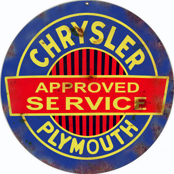 Chrysler Reproduction Vintage Garage Shop Round Metal Sign 14 x 14 Inches