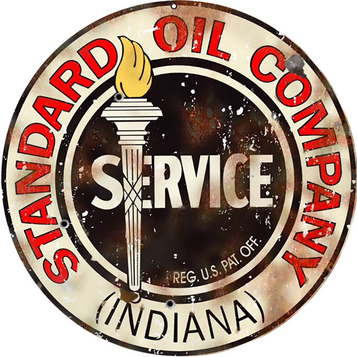 Standard Gasoline Reproduction Vintage Motor Oil Round Metal Sign 14 x 14 Inches