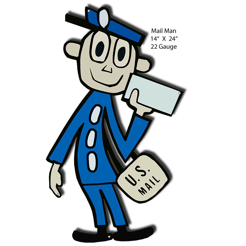 Mail Man Wall Art Cut-Out Metal Sign 14 x 24 Inches