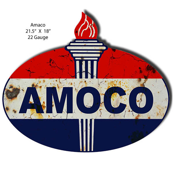 Amoco Reproduction Cut-Out Metal Sign 21.5 x 18 Inches