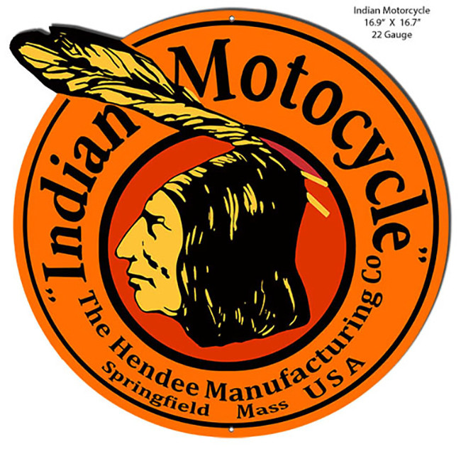 Indian Motorcycle Reproduction Cut-Out Metal Sign 16.9 x 16.7 Inches
