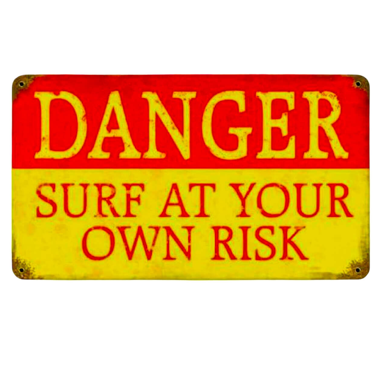 Retro Danger Surf Metal Sign 14 x 8 Inches