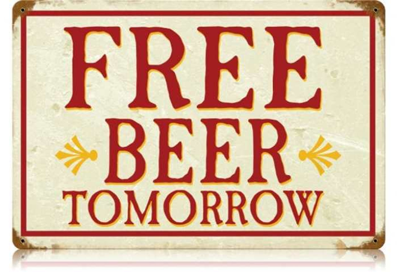 Retro Free Beer Metal Sign 18 x 12 Inches