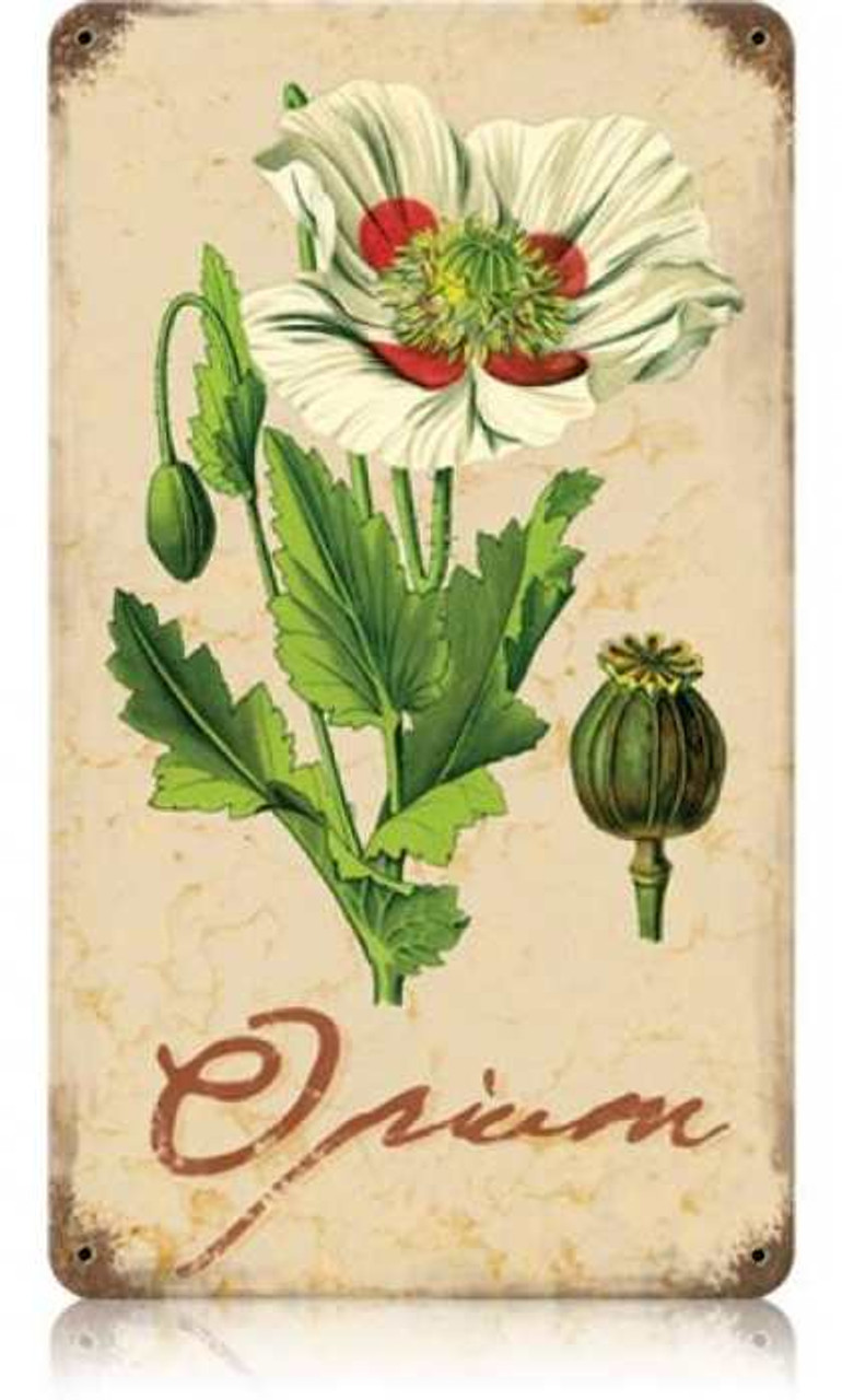 Vintage Opium Metal Sign 8 x 14 Inches