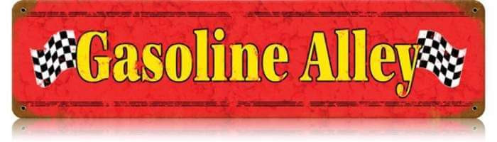 Retro Gasoline Alley Metal Sign 20 x 5 Inches
