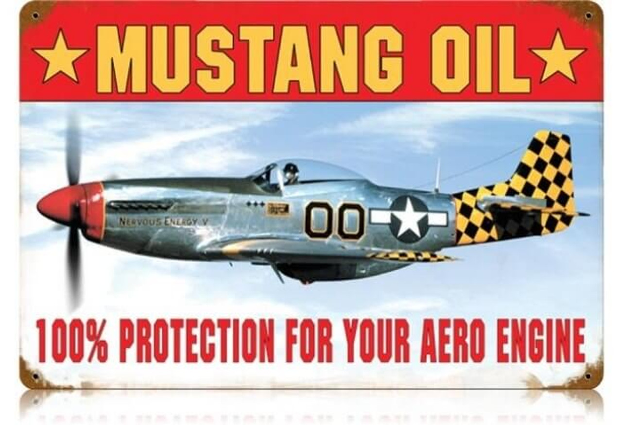 Retro Mustang Oil Metal Sign  18 x 12 Inches