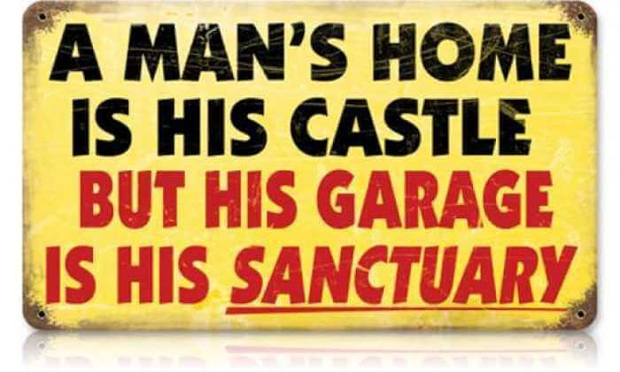 Retro Mans Home Metal Sign 14 x 8 Inches