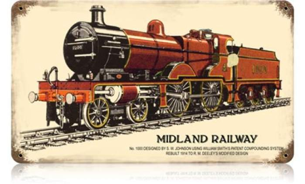 Retro Midland Railway Metal Sign 14 x 8 Inches