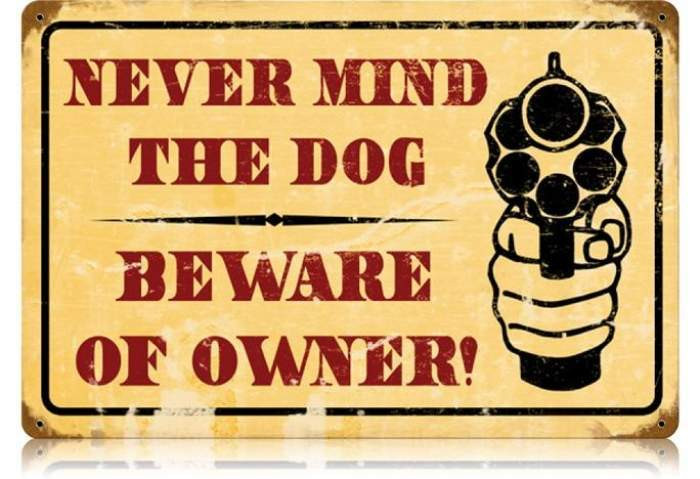 Retro Beware of Owner Metal Sign 18 x 12 Inches