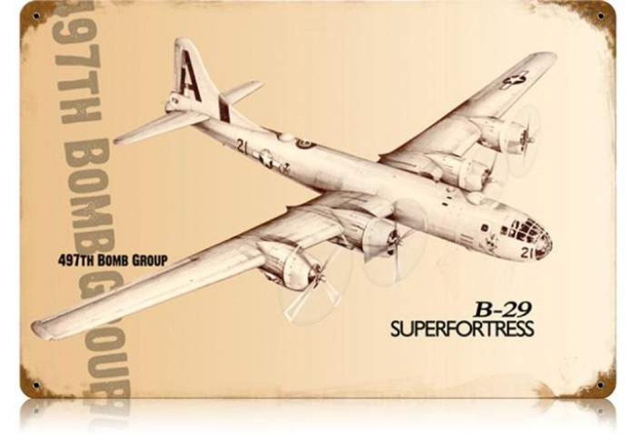 Retro B-29 Superfortress Metal Sign  18 x 12 Inches
