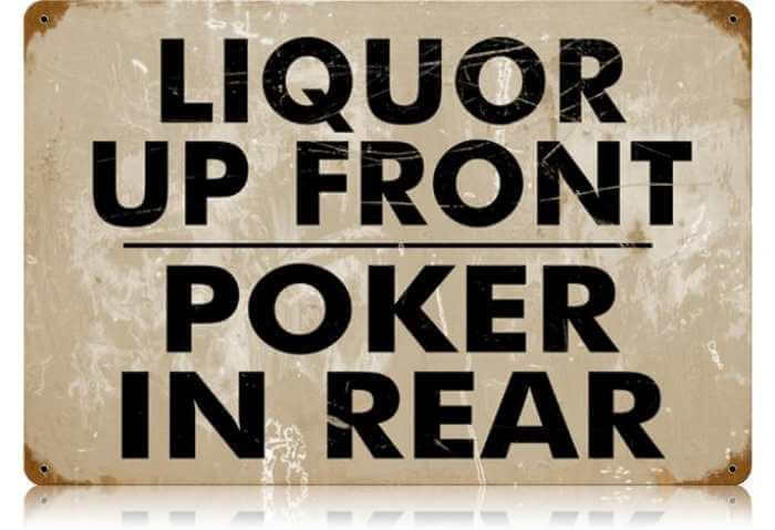 Retro Liquor Up Front Metal Sign 18 x 12 Inches