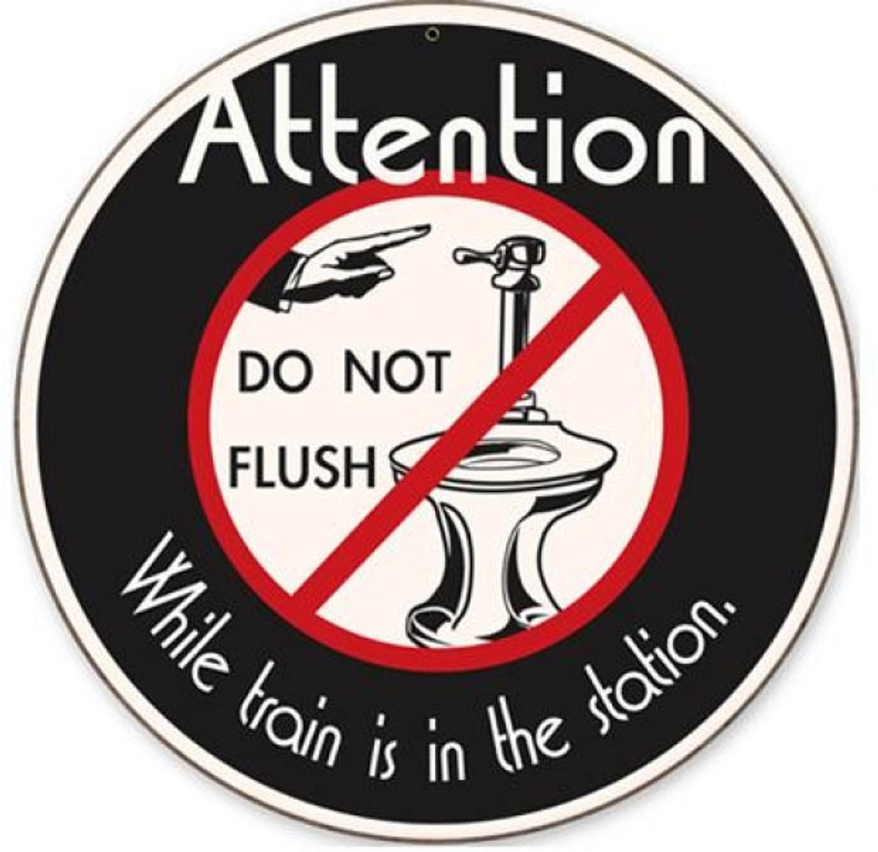 Retro No Flushing Round Metal Sign 14 x 14 Inches