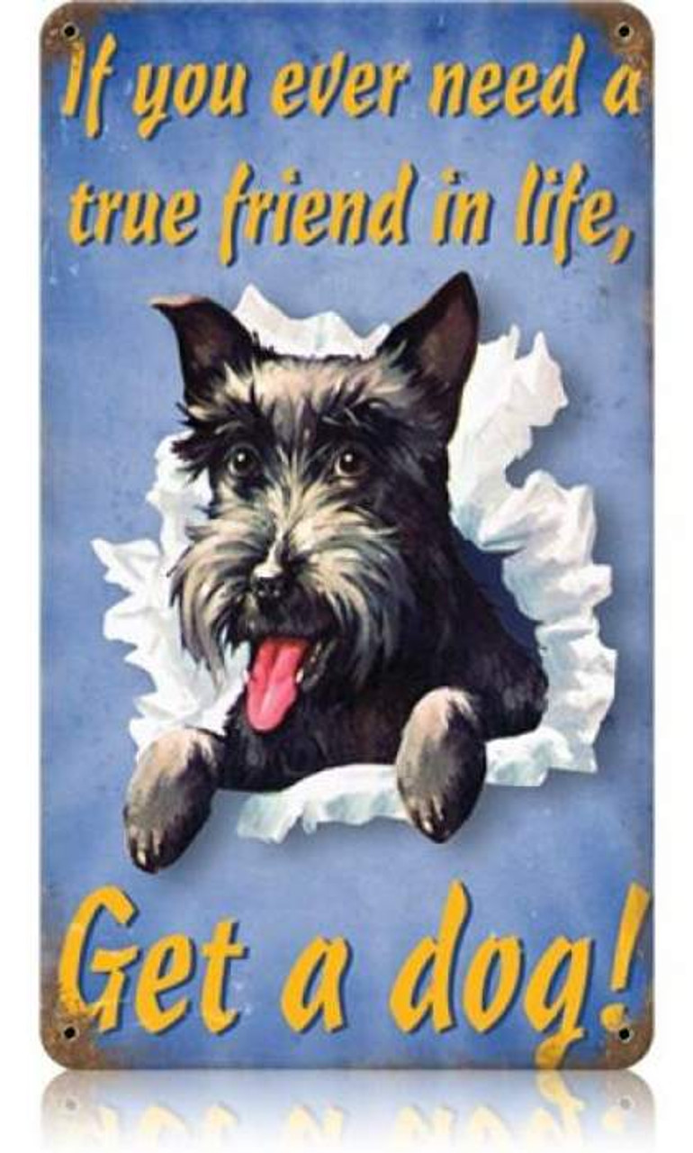 Retro Get A Dog Metal Sign   8 x 14 Inches