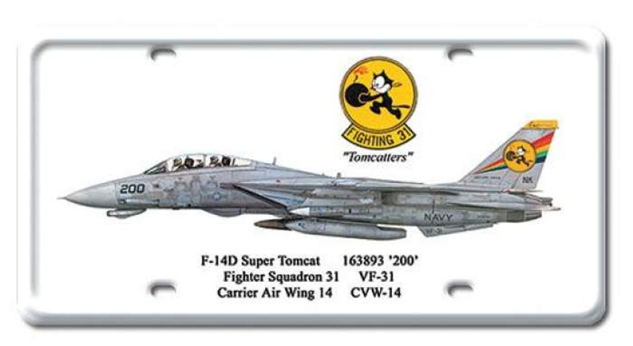 Vintage F-14D Super Tomcat License Plate 6 x 12 Inches