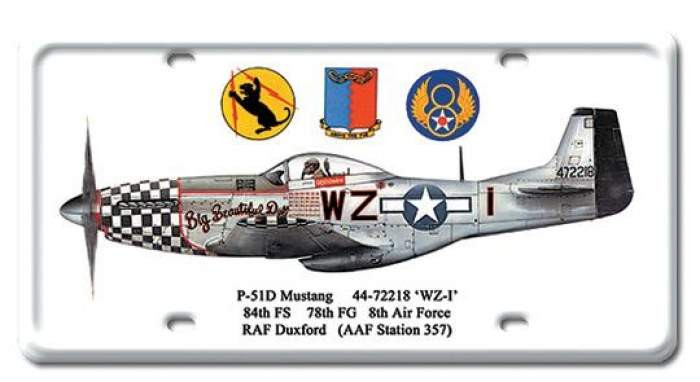 Vintage P-51D Mustang License Plate 6 x 12 Inches