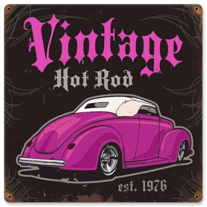 Vintage Vintage Hot Rod Metal Sign 12 x 12 Inches