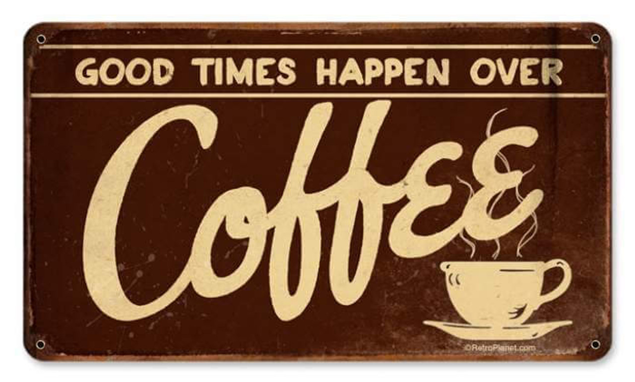 Retro Coffee Metal Sign 14 x 8 Inches