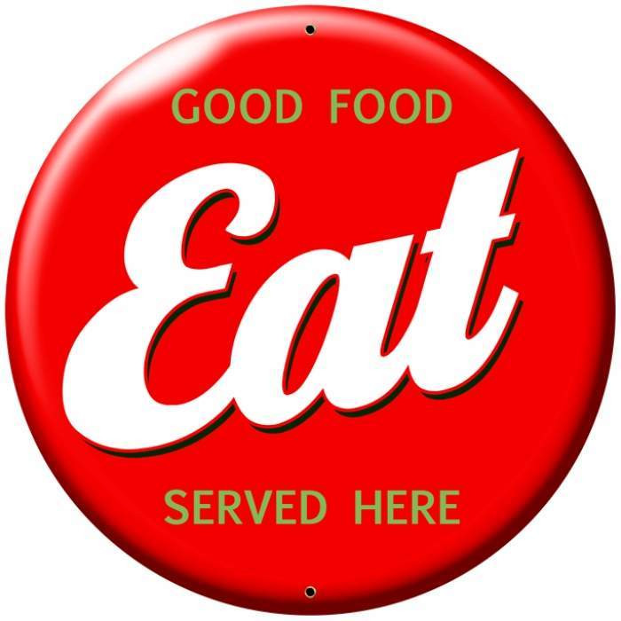 Retro Eat Round Metal Sign 28 x 28 Inches