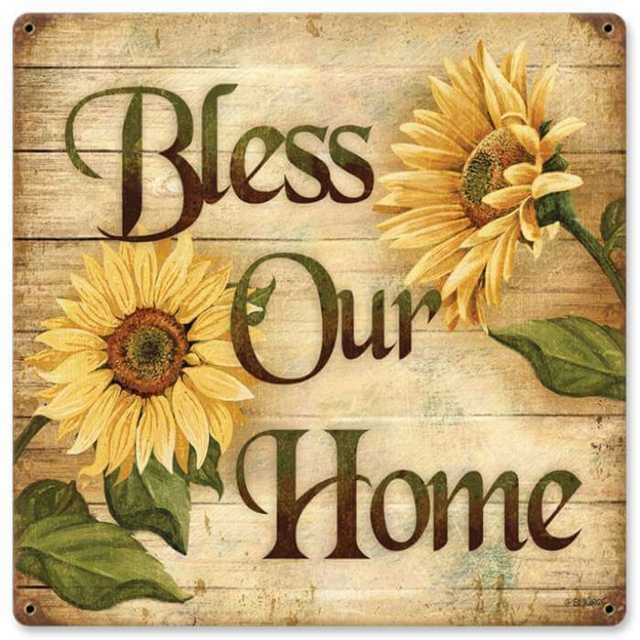 Retro Bless Home Metal Sign 18 x 18 Inches